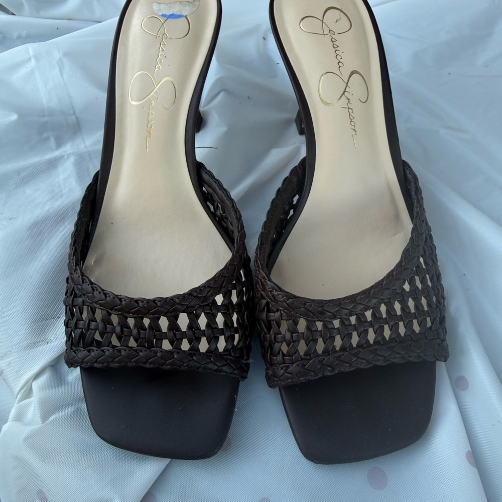 Jessica Simpson Brown Braided Slide Heels